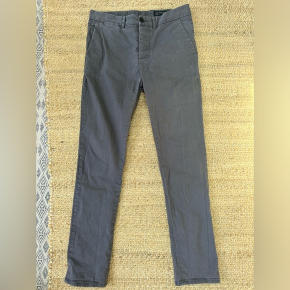 All‎ Saints gray slim fit chinos button fly casual preppy pants size 30 x 30 - Picture 1 of 9